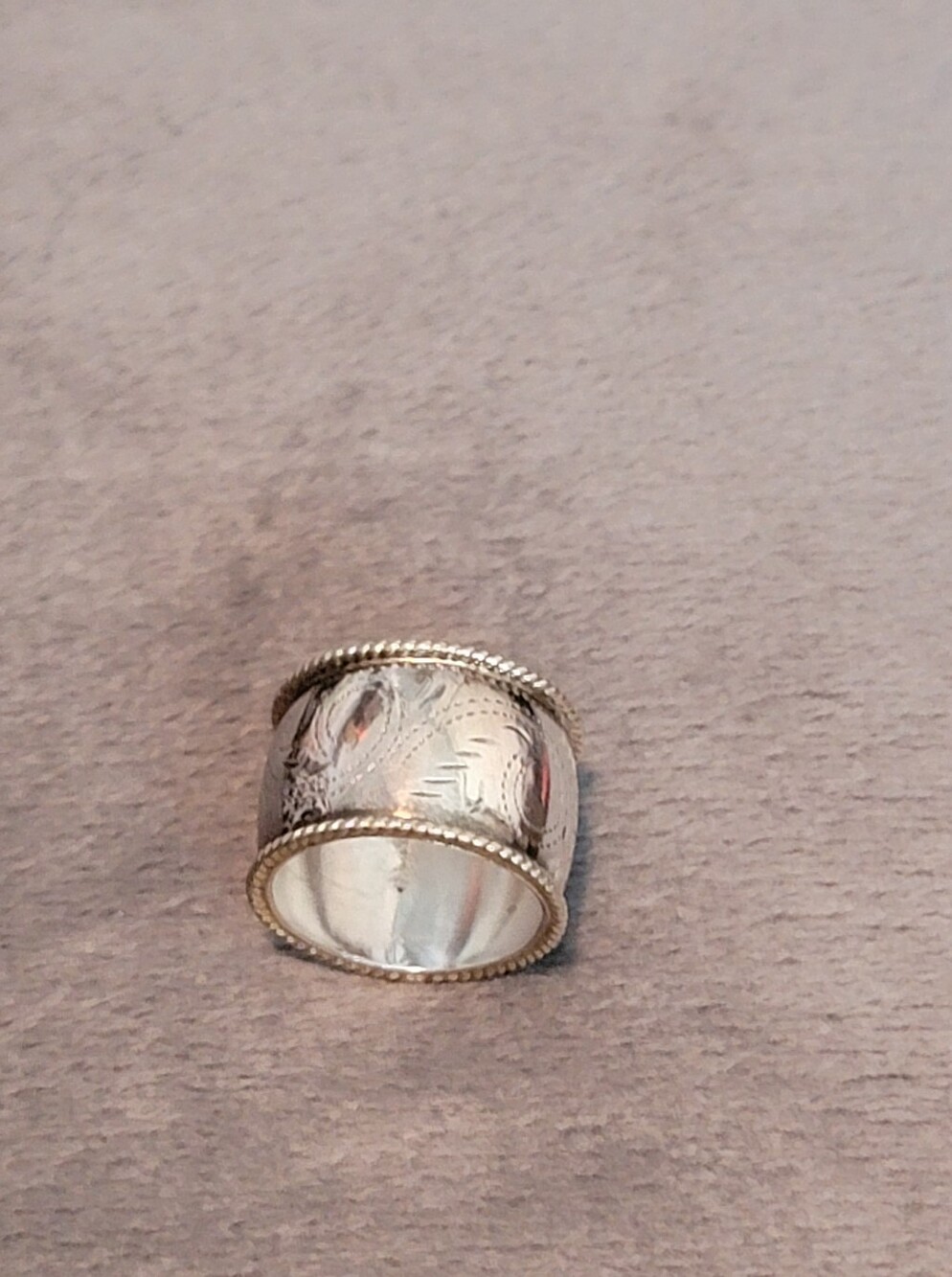 Sterling Silver Wide Band Ring with Gold Edge Accents - Stamped 925 Silver - Picture 2 of 6
